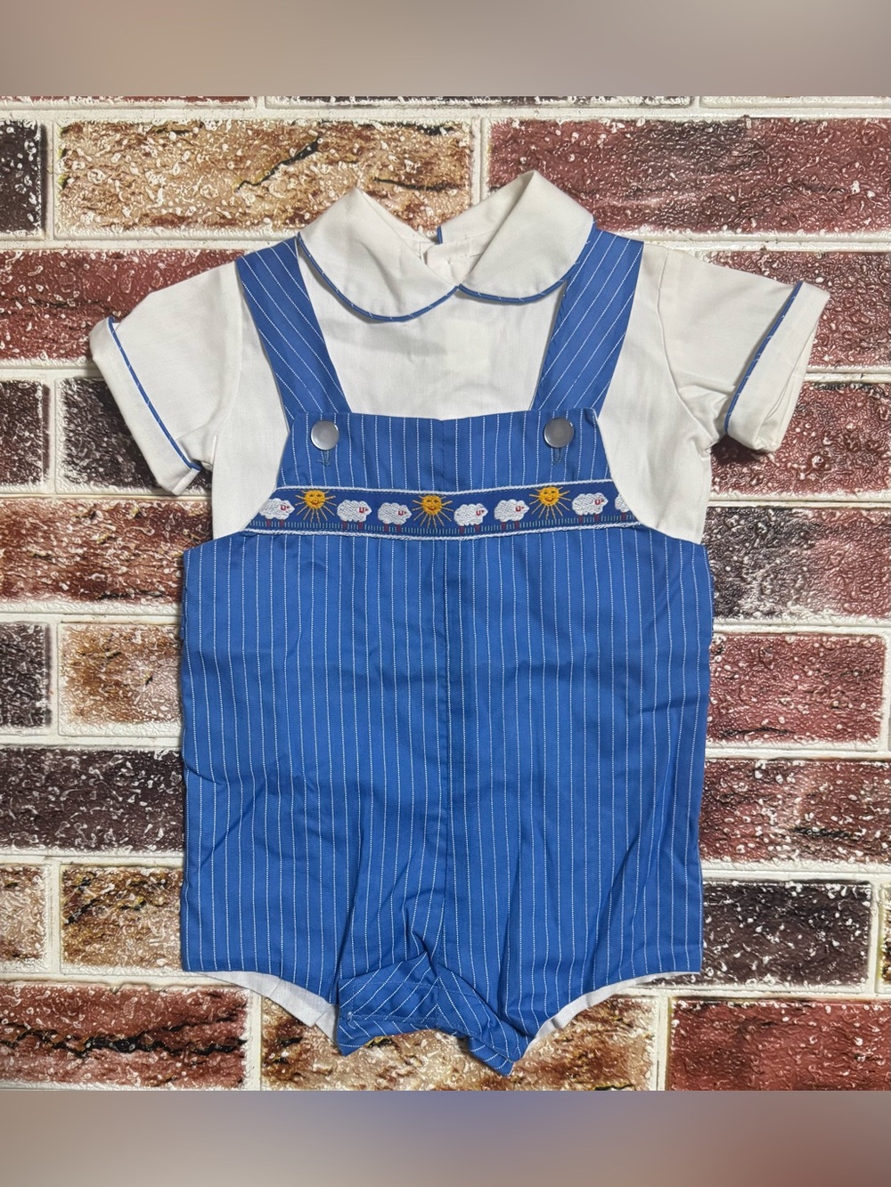 ☀️ 🐑 Vintage Annette Elane 2pc sheep shortall & shirt set 18m 17” sts boutique
